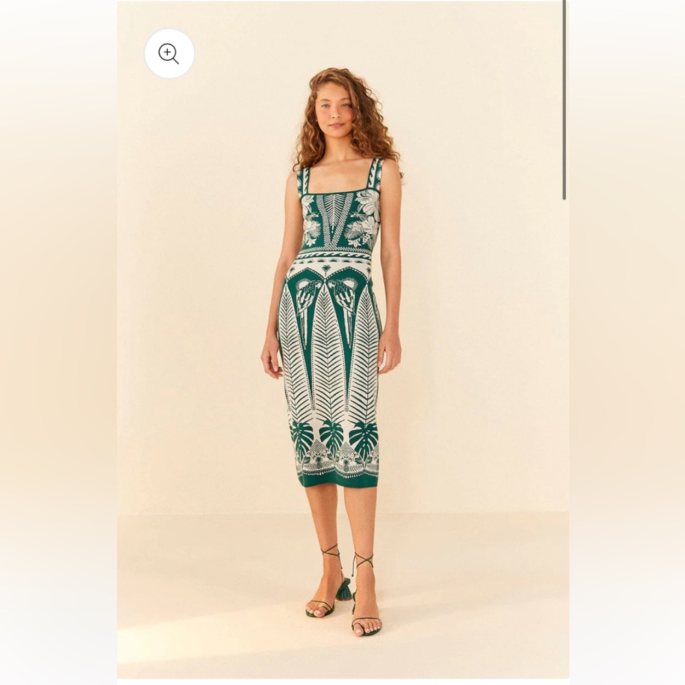 COPY - Farm Rio Off-White Macaw Elegance knit dress